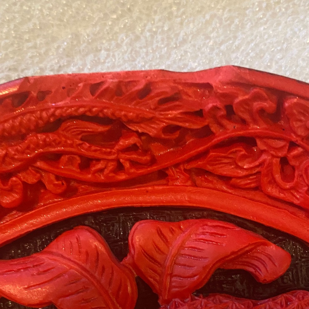 Red Carved Decorative Plaque - Picture 4 of 4